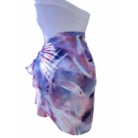 Wzorzysta spódnica plażowa chusta PAREO L/XL fioletowe mazaje